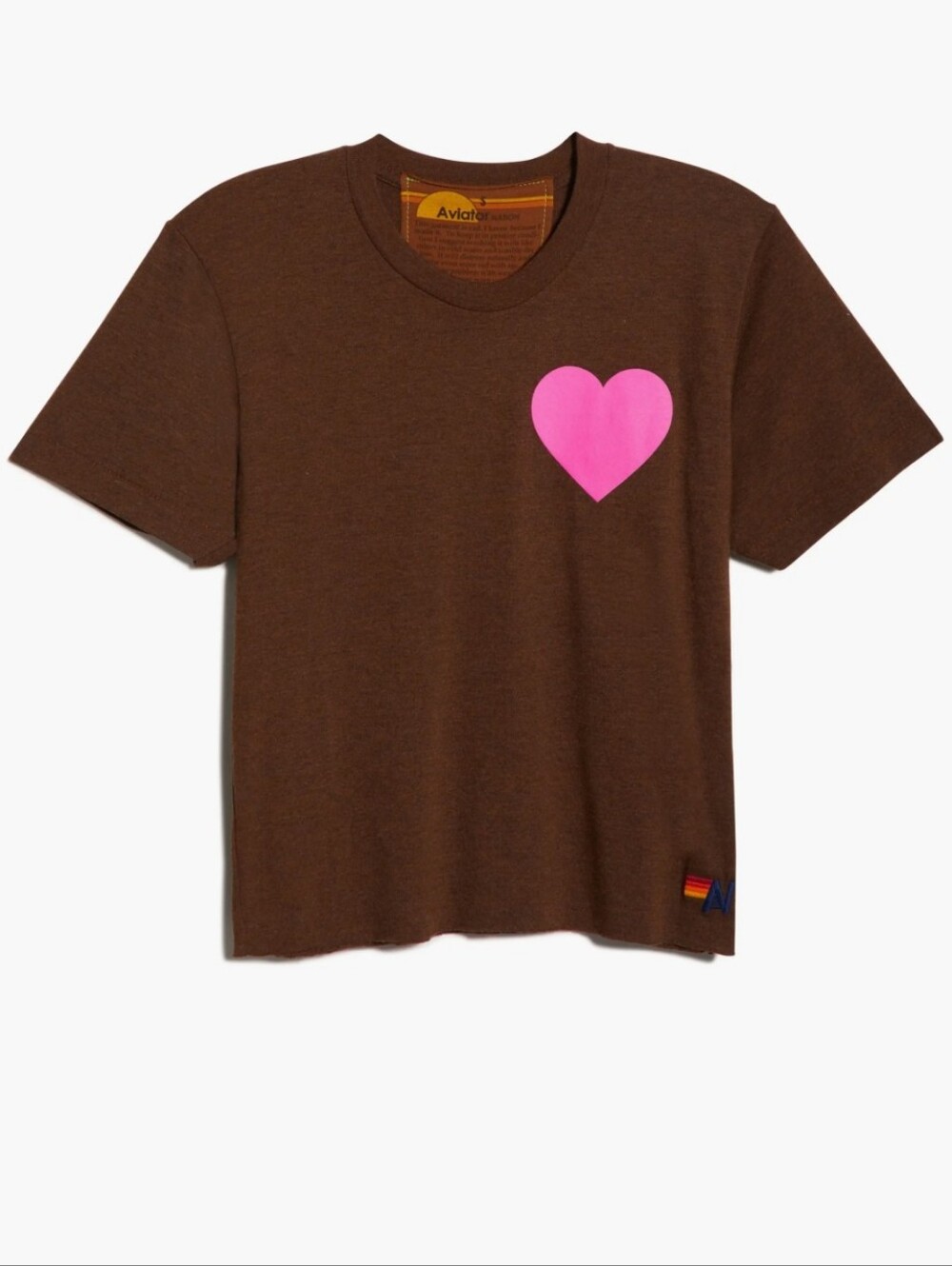 Aviator Nation Heart Boyfriend Brown Crewneck Short-Sleeve- Women's Tee Shirt - Picture 2 of 10